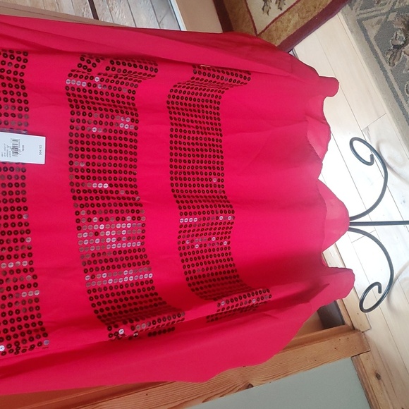 Lane Bryant Long Sleeve Red Sequin Sz. 18/20 Top Tunic Blouse NWT - Picture 6 of 11